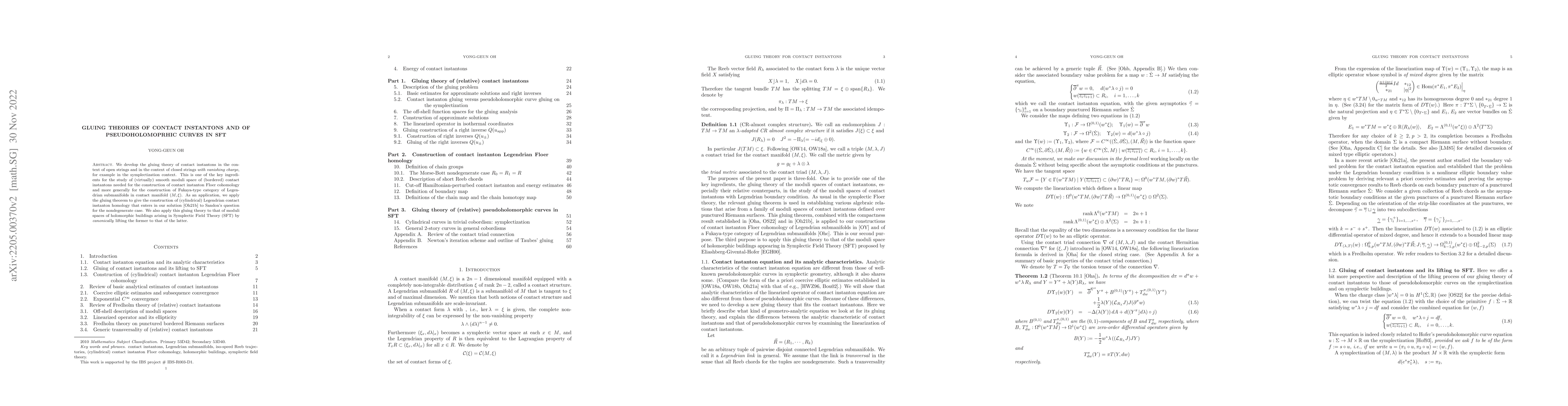 Thumbnail for Gluing theories of contact instantons and of pseudoholomoprhic curves in
  SFT