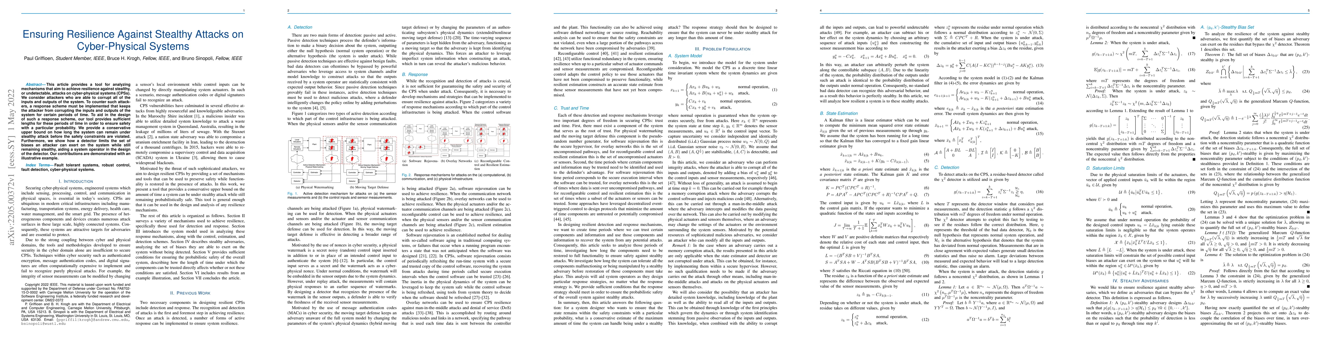 Thumbnail for Ensuring Resilience Against Stealthy Attacks on Cyber-Physical Systems