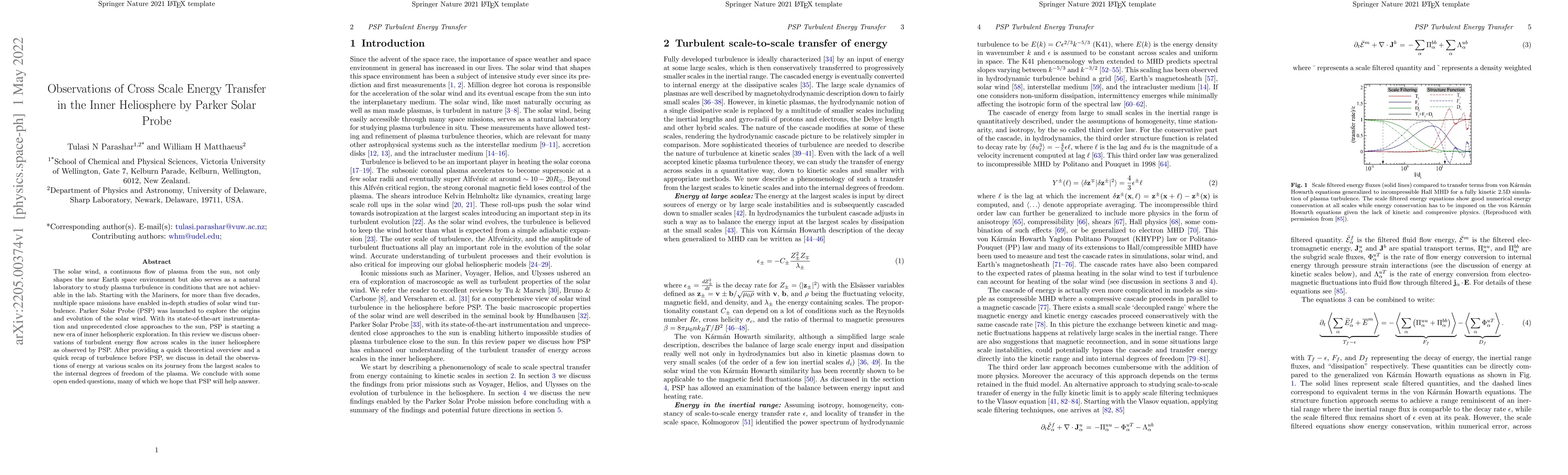 Thumbnail for Observations of Cross Scale Energy Transfer in the Inner Heliosphere by
  Parker Solar Probe