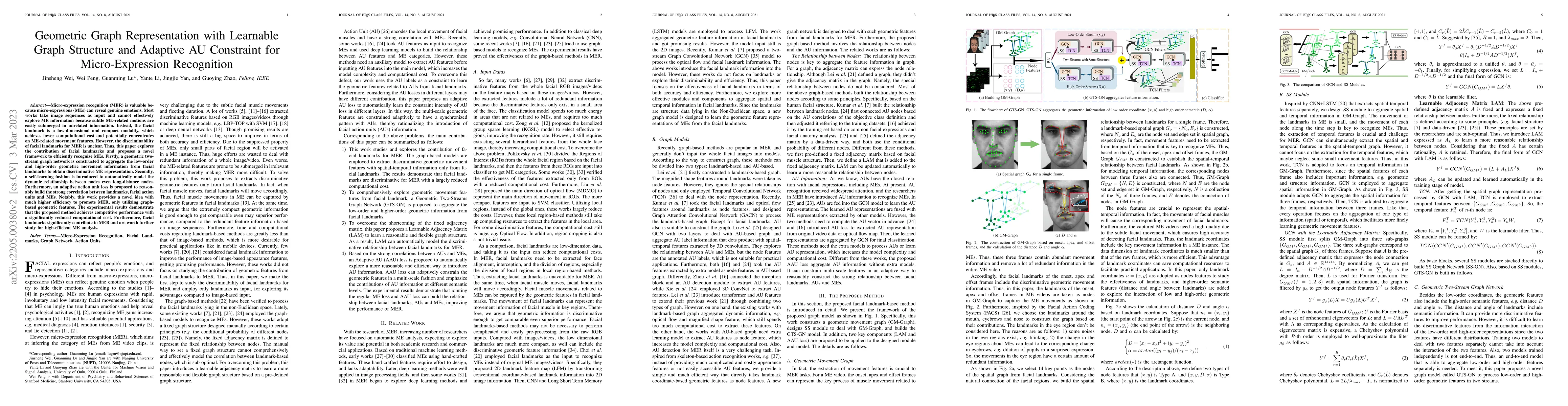 Thumbnail for Geometric Graph Representation with Learnable Graph Structure and
  Adaptive AU Constraint for Micro-Expression Recognition