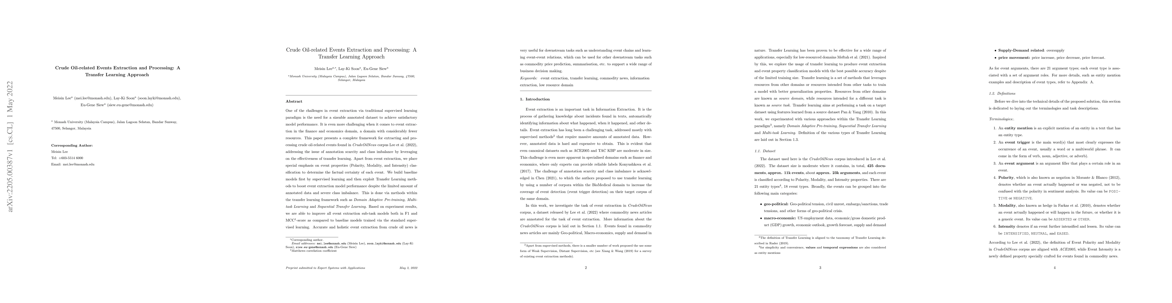 Thumbnail for Crude Oil-related Events Extraction and Processing: A Transfer Learning
  Approach
