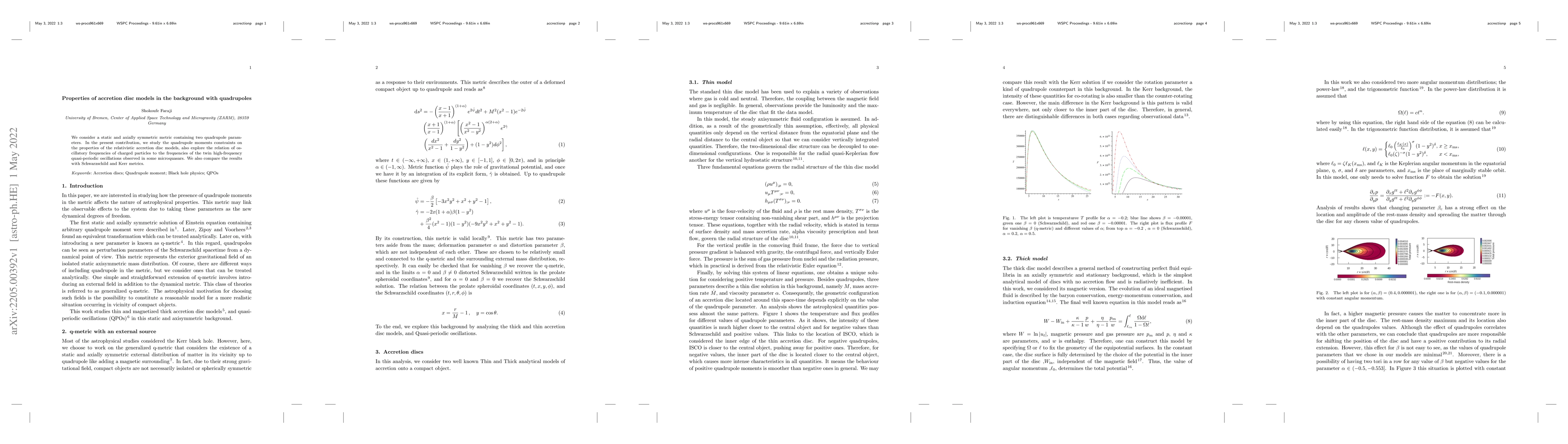 Thumbnail for Properties of accretion disc models in the background with quadrupoles