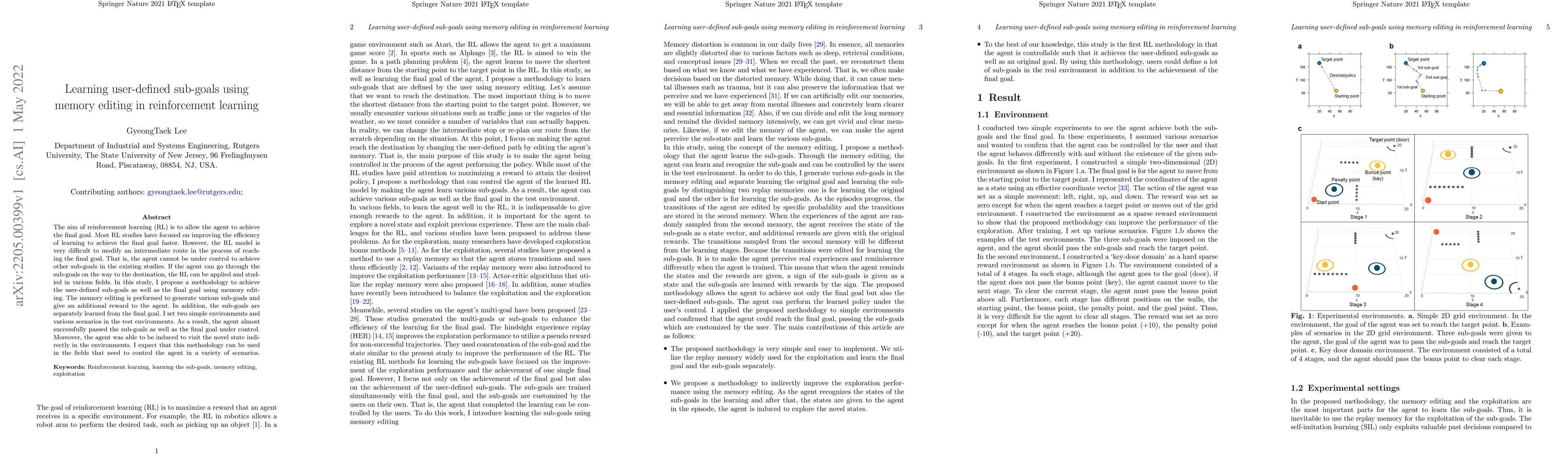 Thumbnail for Learning user-defined sub-goals using memory editing in reinforcement
  learning