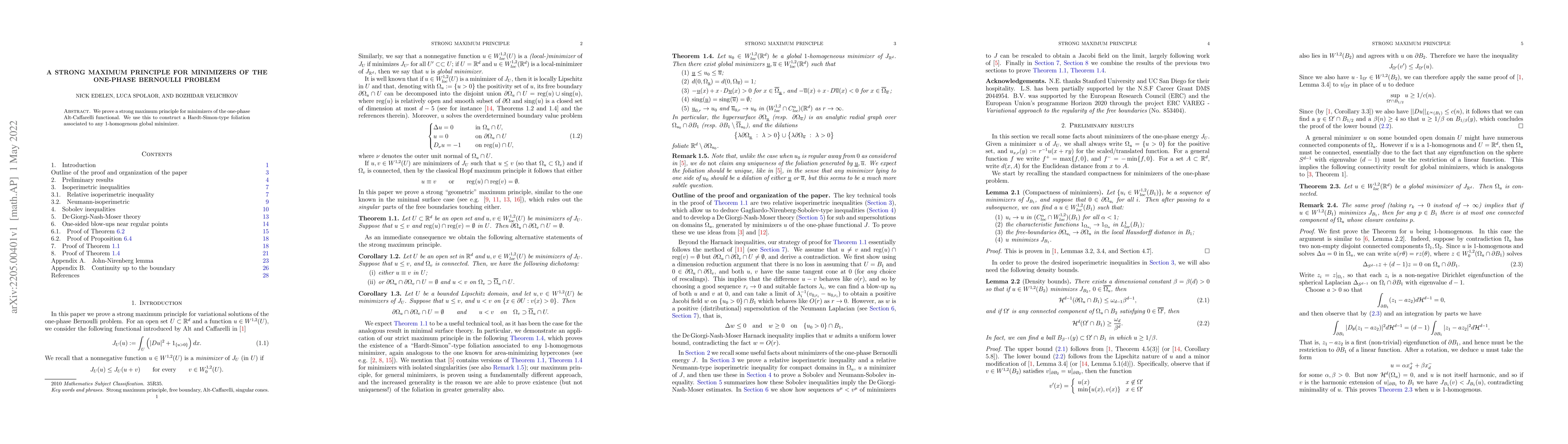Thumbnail for A strong maximum principle for minimizers of the one-phase Bernoulli
  problem