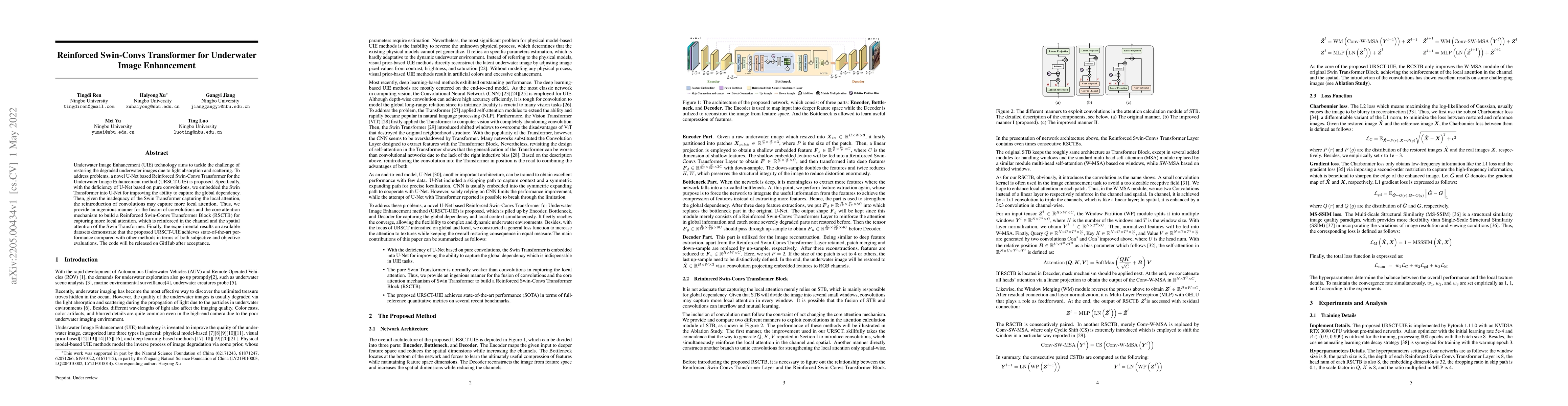 Thumbnail for Reinforced Swin-Convs Transformer for Underwater Image Enhancement