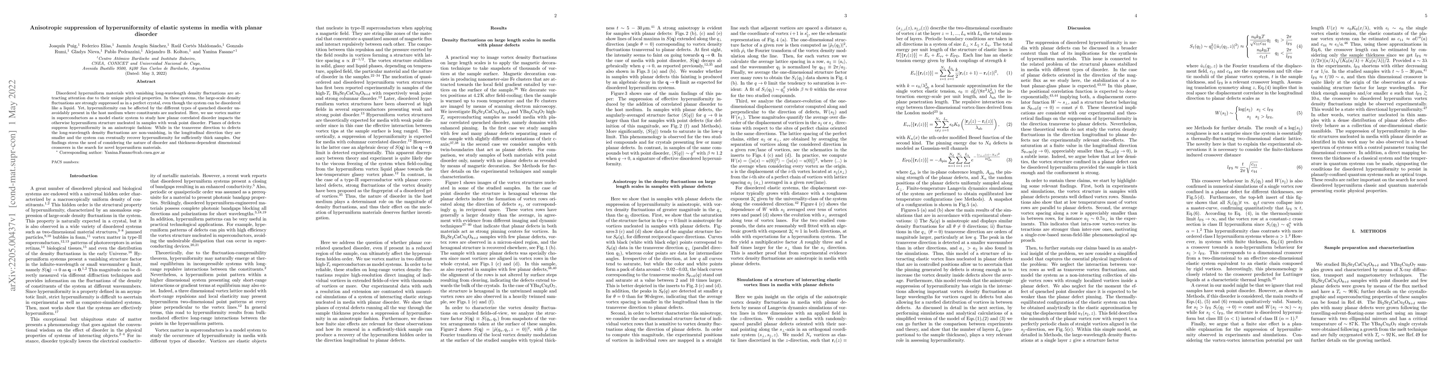 Thumbnail for Anisotropic suppression of hyperuniformity of elastic systems in media
  with planar disorder
