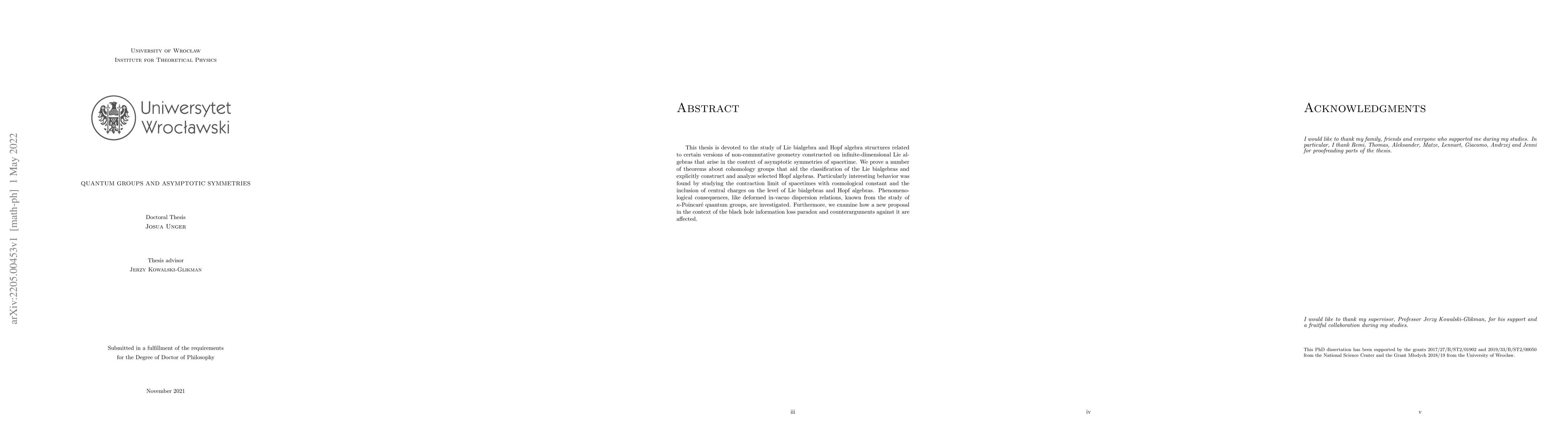 Thumbnail for Quantum Groups and Asymptotic Symmetries