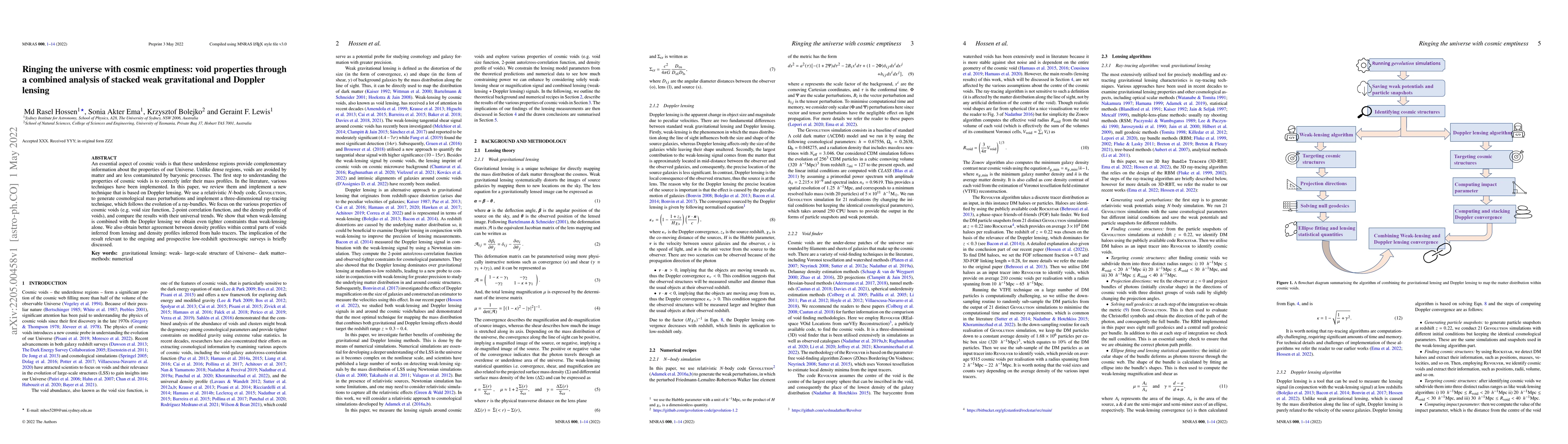 Thumbnail for Ringing the universe with cosmic emptiness: void properties through a
  combined analysis of stacked weak gravitational and Doppler lensing