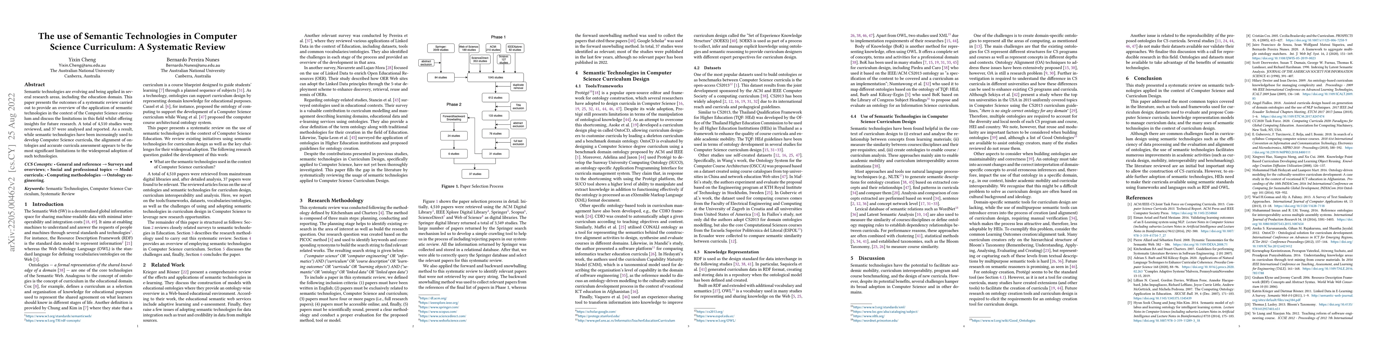 Thumbnail for The use of Semantic Technologies in Computer Science Curriculum: A
  Systematic Review