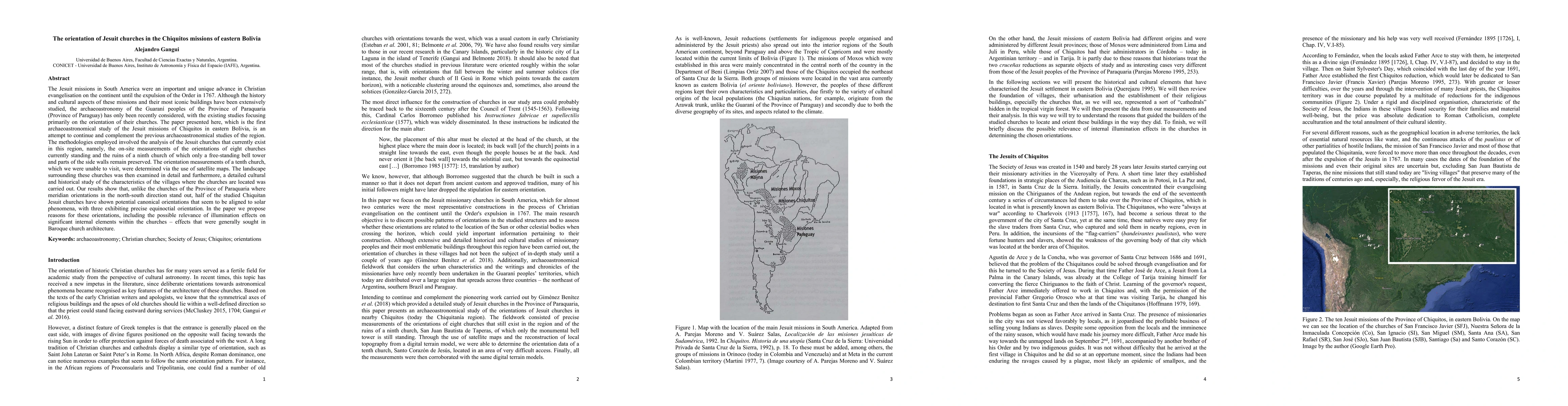 Thumbnail for The orientation of Jesuit churches in the Chiquitos missions of eastern
  Bolivia