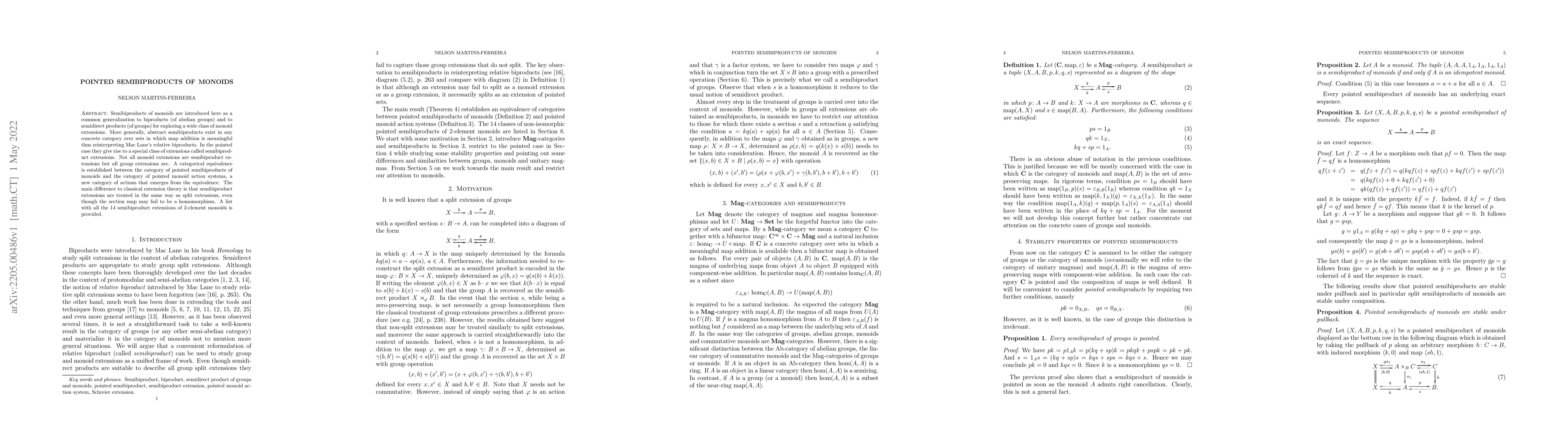 Thumbnail for Pointed semibiproducts of monoids