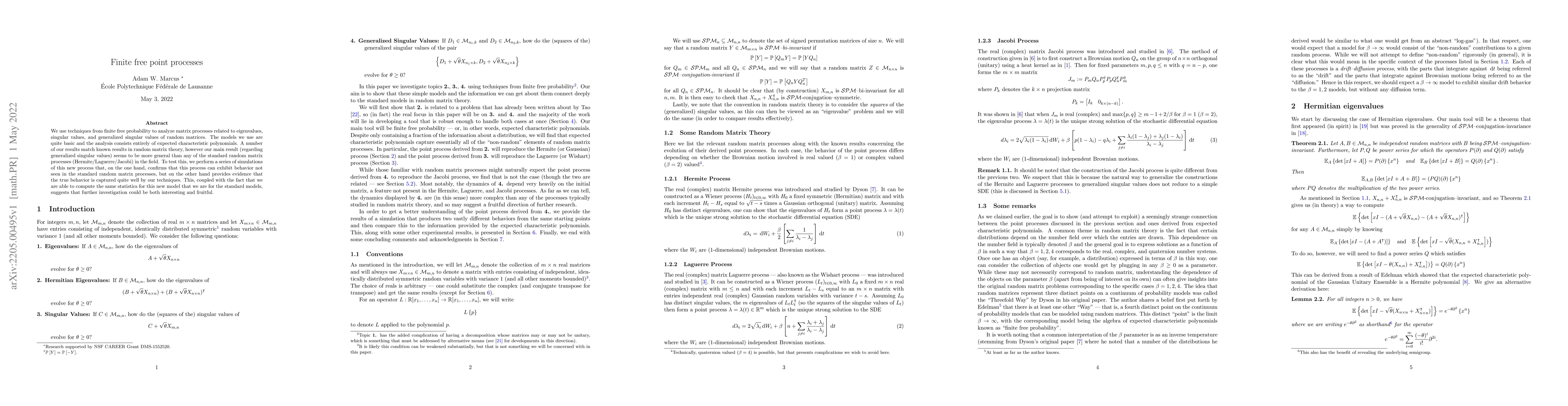 Thumbnail for Finite Free Point Processes