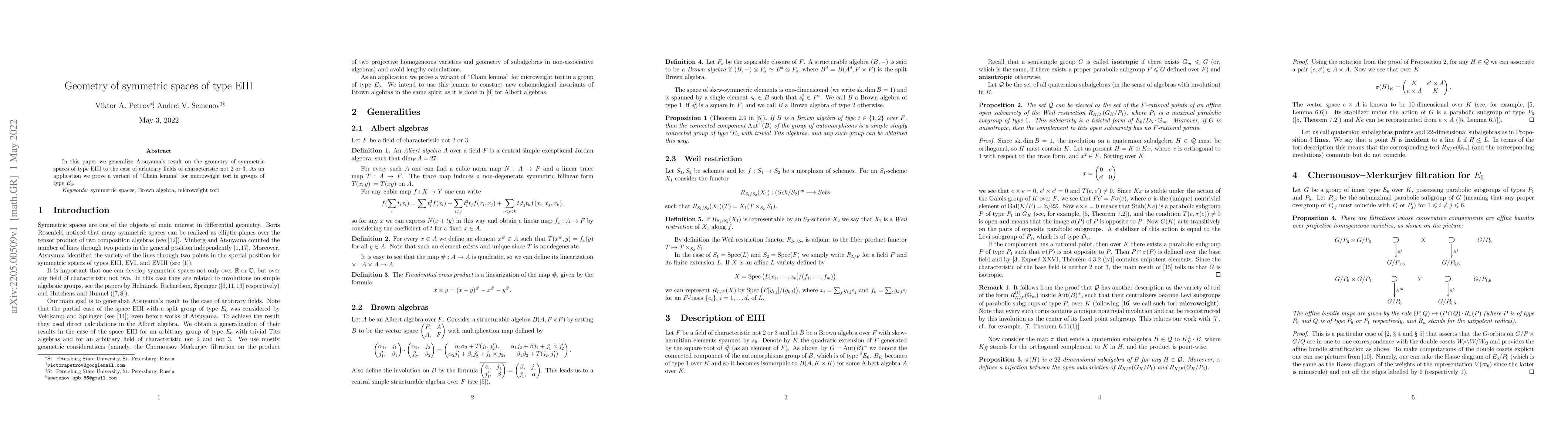 Thumbnail for Geometry of symmetric spaces of type EIII