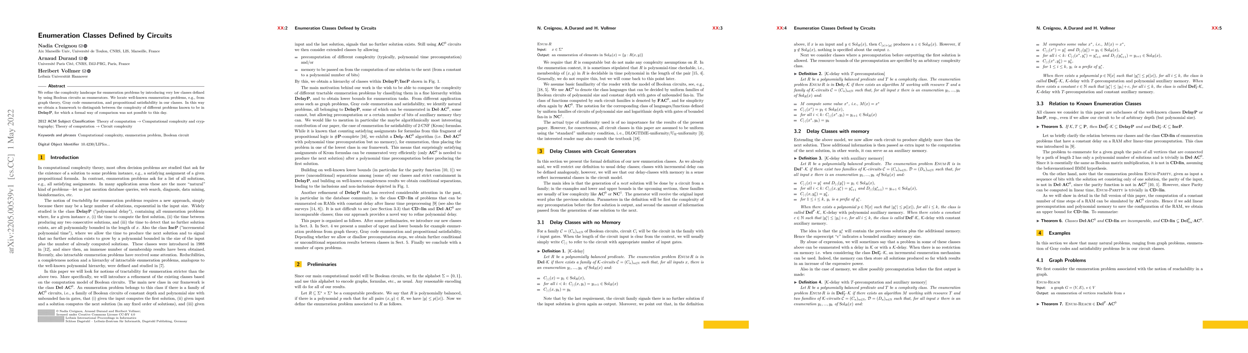 Thumbnail for Enumeration Classes Defined by Circuits