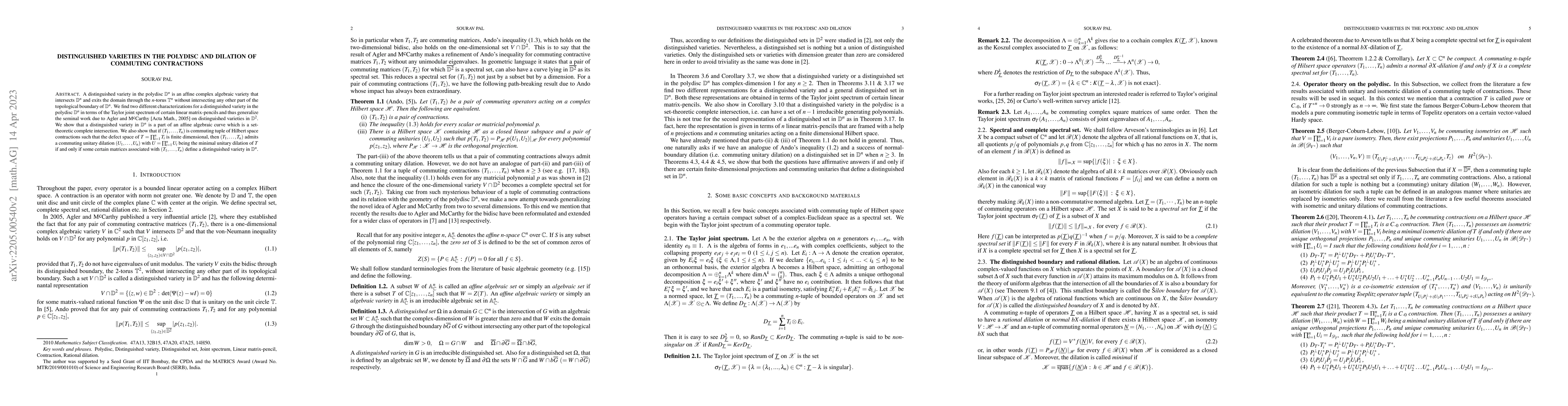 Thumbnail for Distinguished varieties in the polydisc and dilation of commuting
  contractions