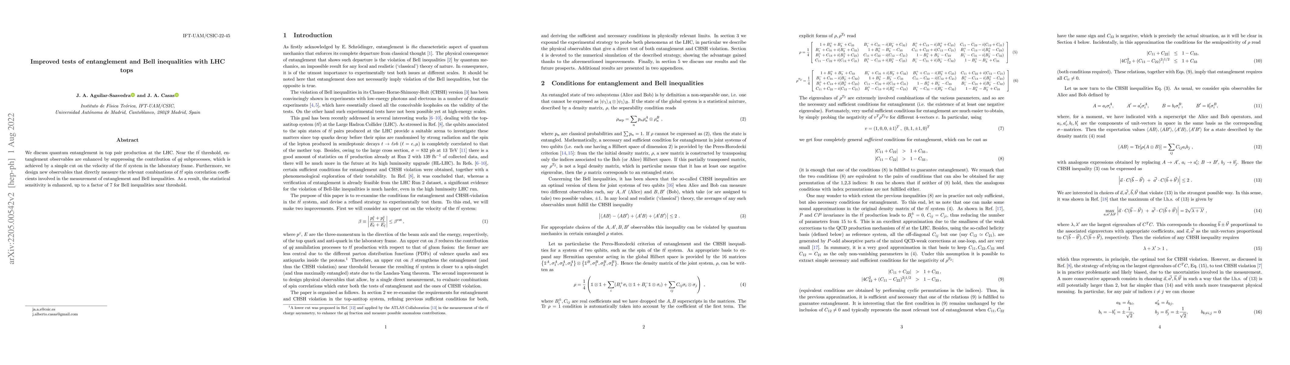 Thumbnail for Improved tests of entanglement and Bell inequalities with LHC tops
