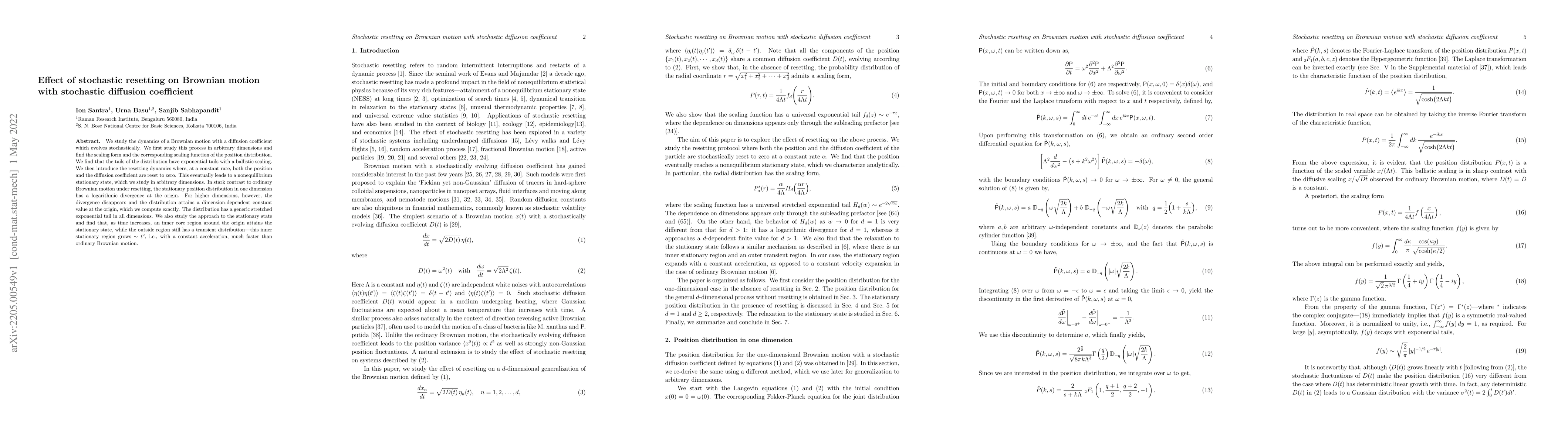 Thumbnail for Effect of stochastic resetting on Brownian motion with stochastic
  diffusion coefficient