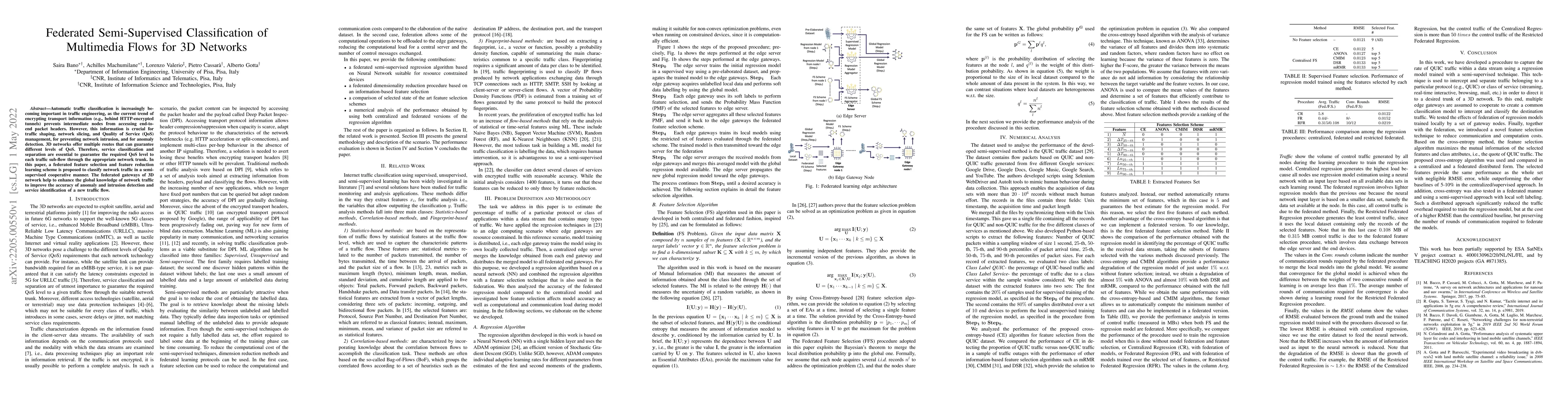Thumbnail for Federated Semi-Supervised Classification of Multimedia Flows for 3D
  Networks