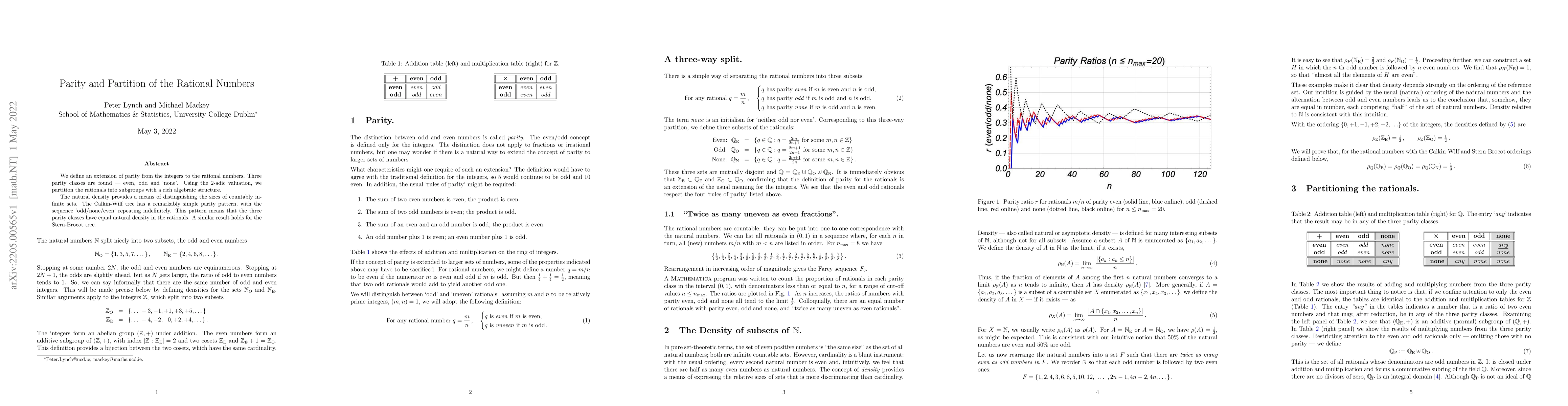 Thumbnail for Parity and Partition of the Rational Numbers