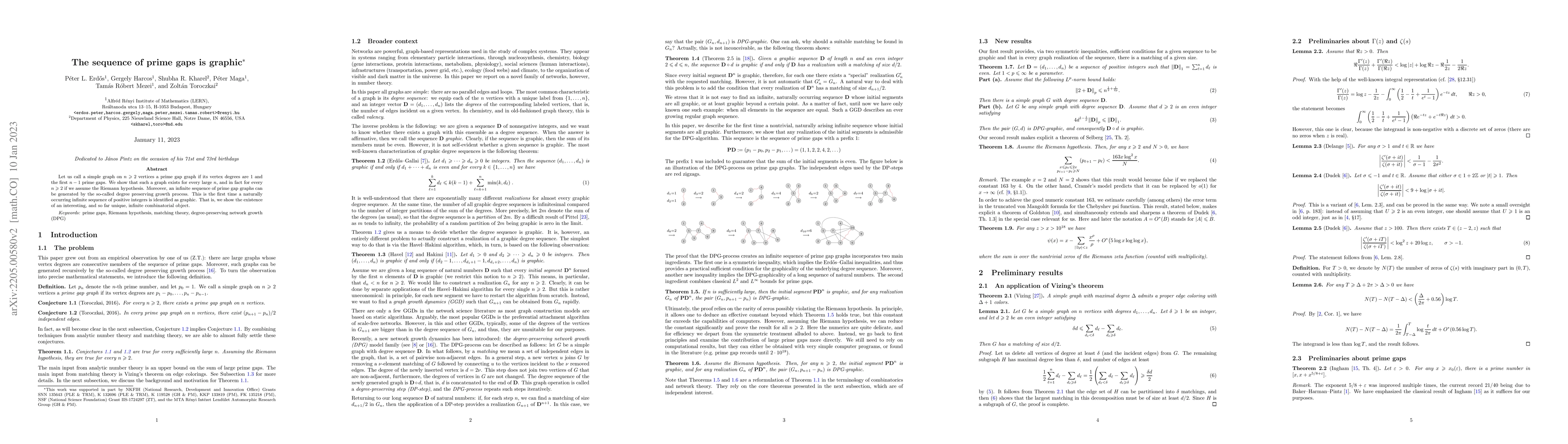 Thumbnail for The sequence of prime gaps is graphic