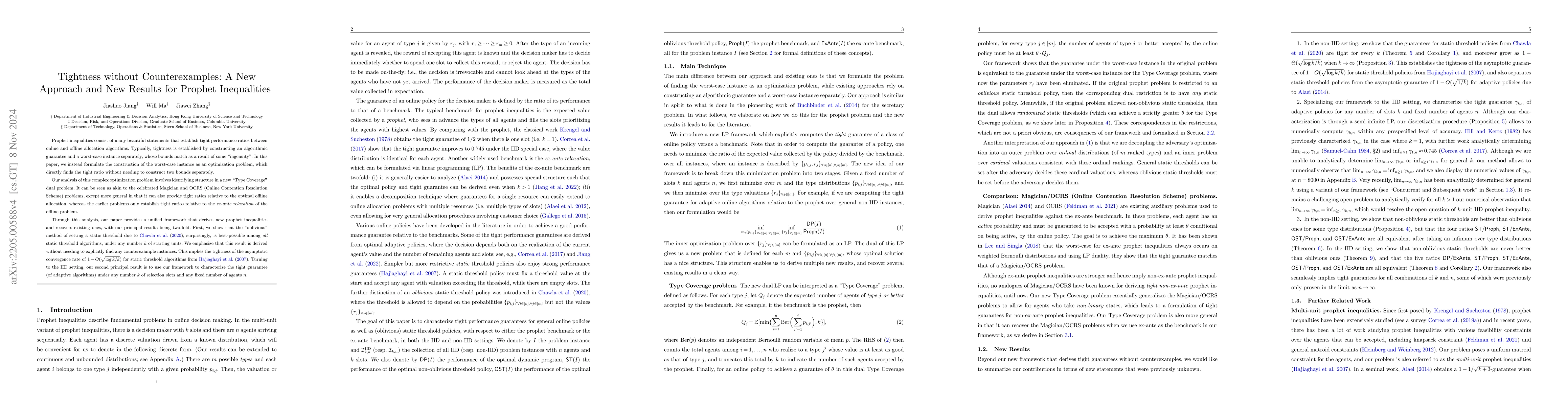 Thumbnail for Tightness without Counterexamples: A New Approach and New Results for
  Prophet Inequalities