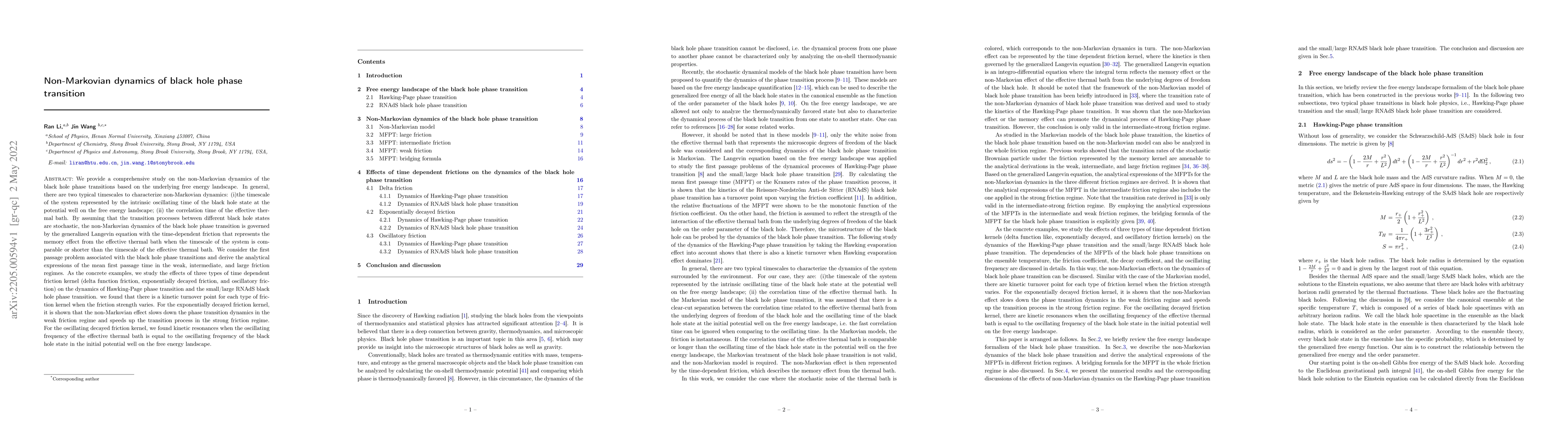 Thumbnail for Non-Markovian dynamics of black hole phase transition