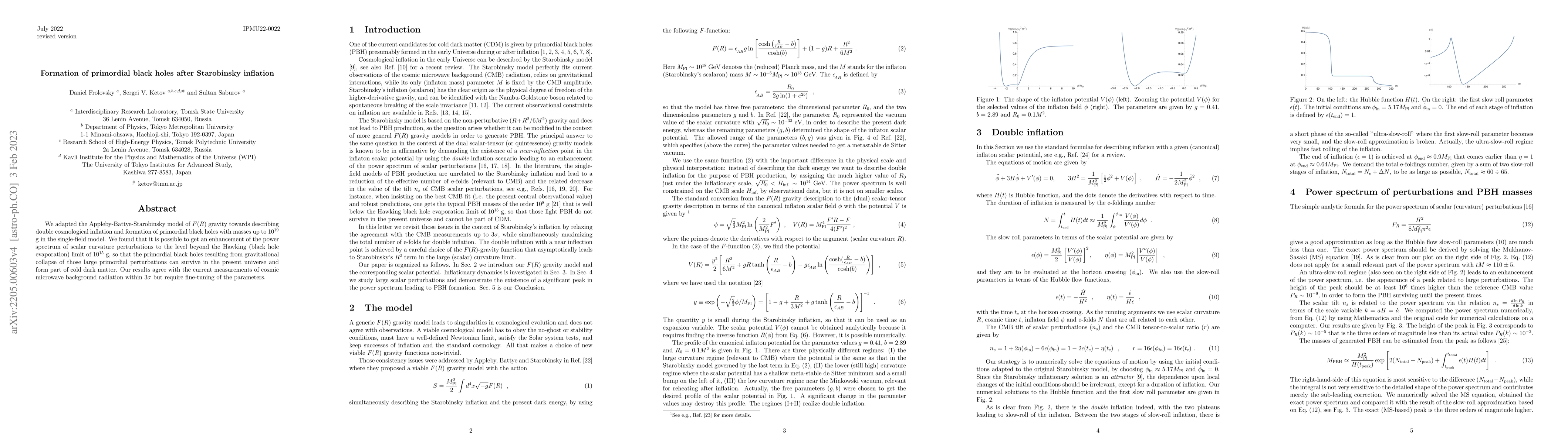 Thumbnail for Formation of primordial black holes after Starobinsky inflation