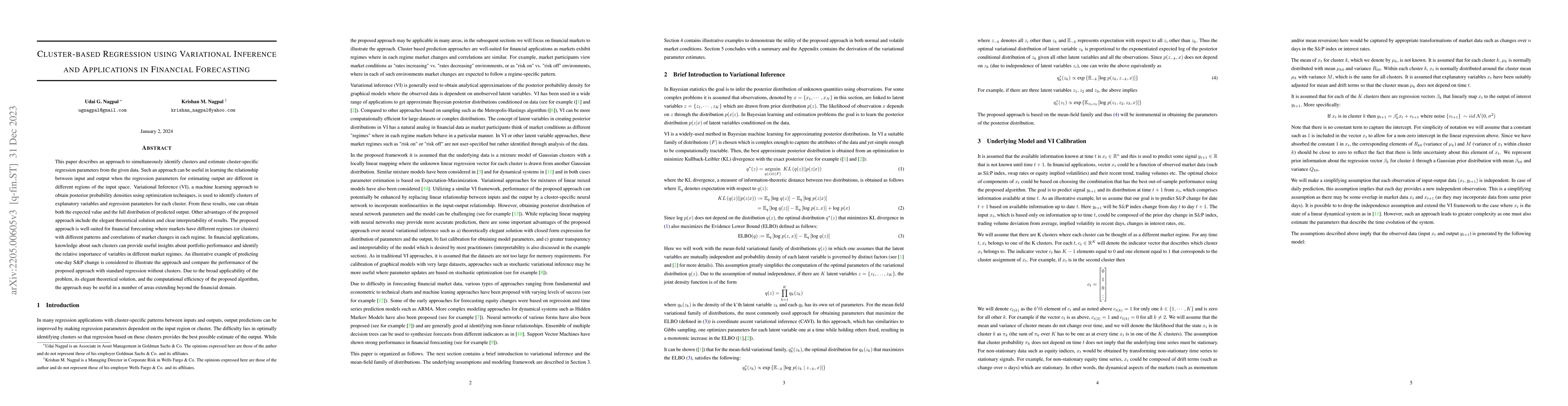 Thumbnail for Cluster-based Regression using Variational Inference and Applications in
  Financial Forecasting
