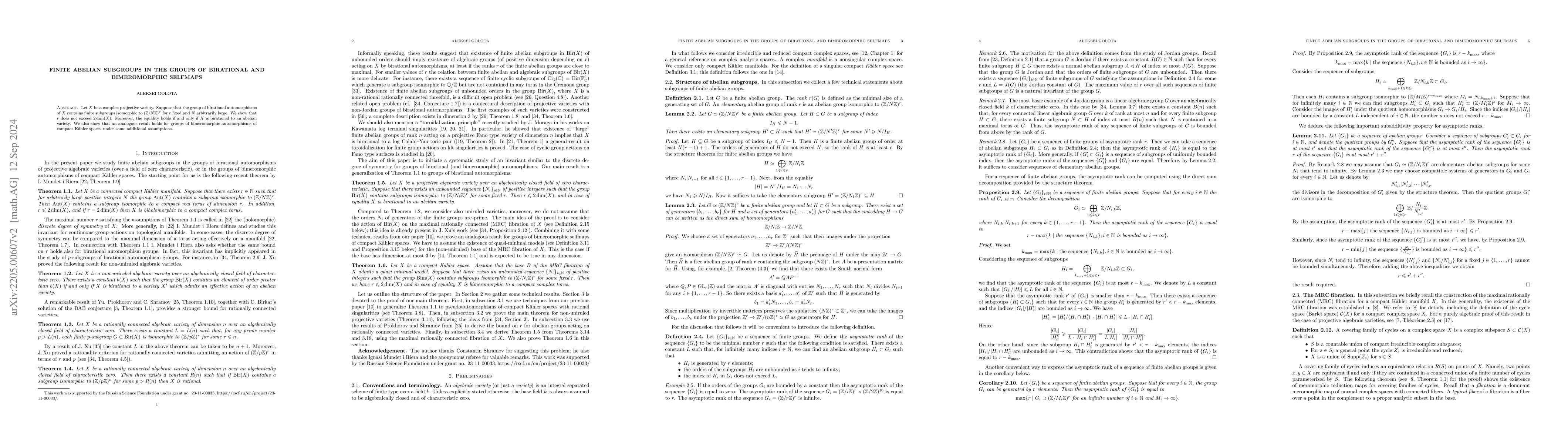 Thumbnail for Finite abelian subgroups in the groups of birational and bimeromorphic
  selfmaps
