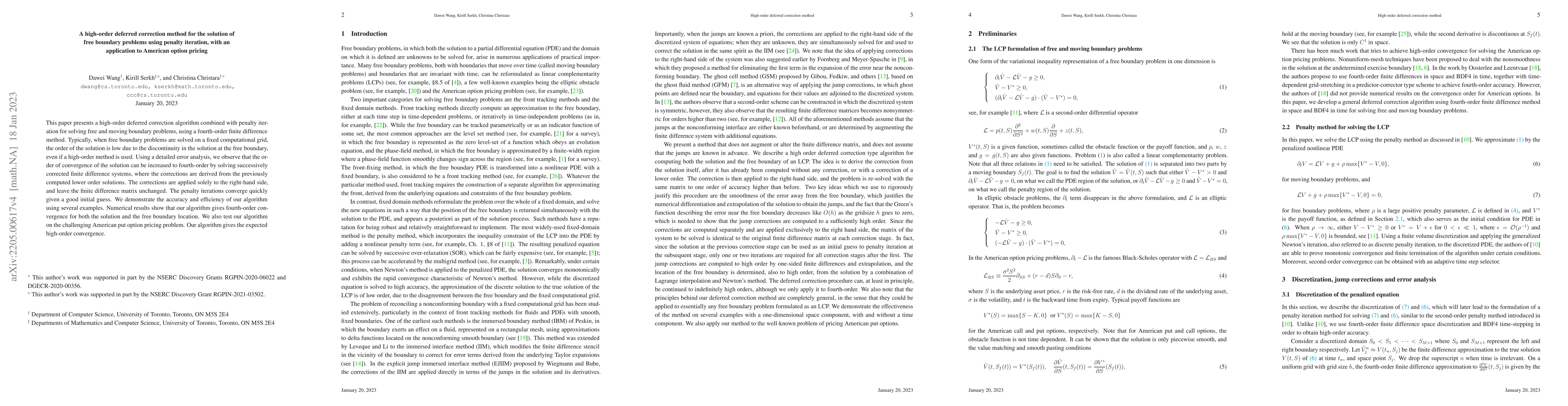 Thumbnail for A high-order deferred correction method for the solution of free
  boundary problems using penalty iteration, with an application to American
  option pricing