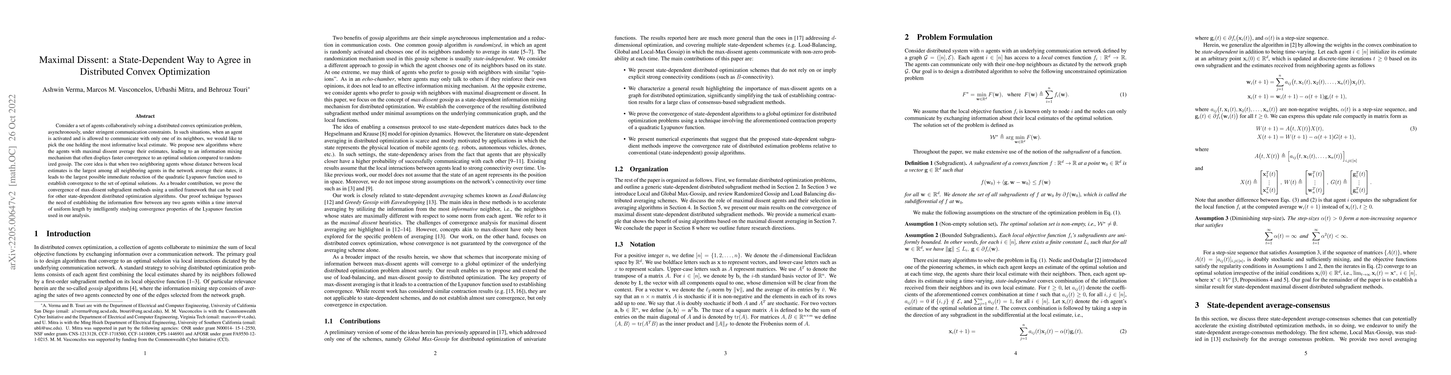 Thumbnail for Maximal Dissent: a State-Dependent Way to Agree in Distributed Convex
  Optimization