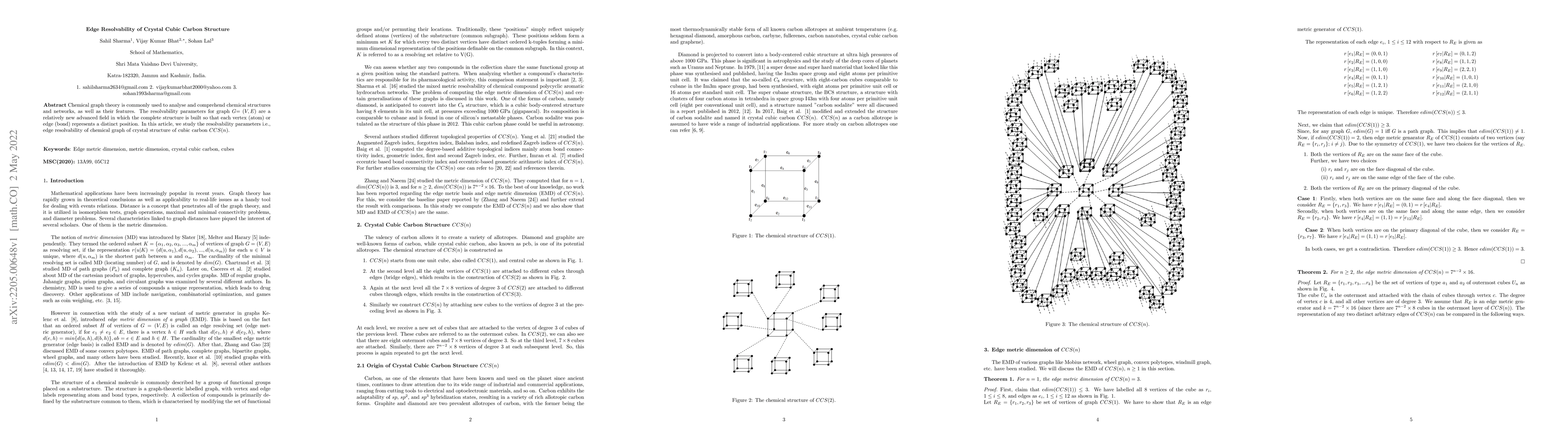 Thumbnail for Edge Resolvability of Crystal Cubic Carbon Structure