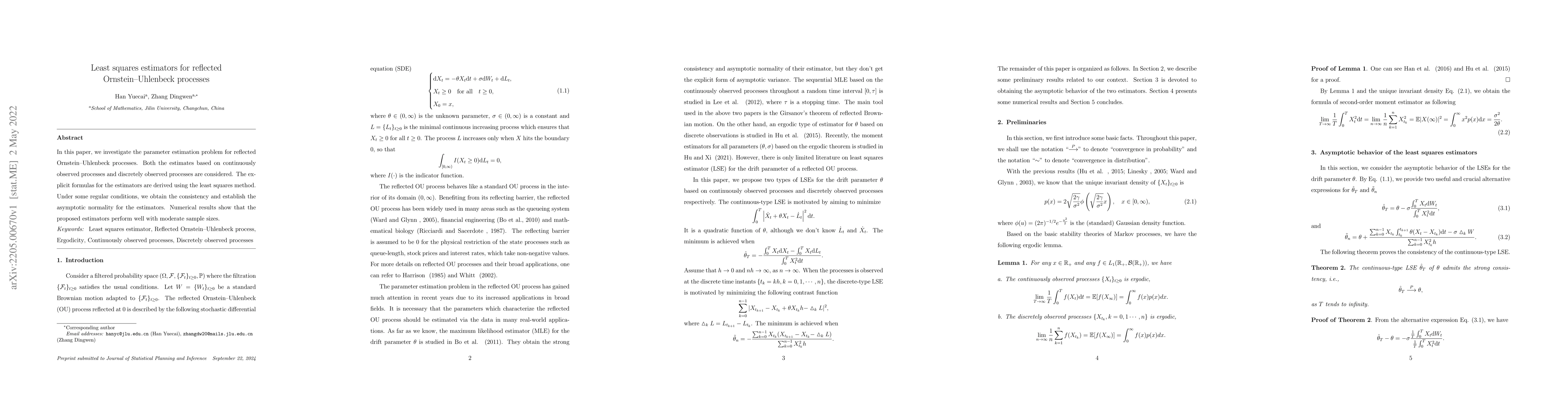 Thumbnail for Parameter estimation for reflected OU processes