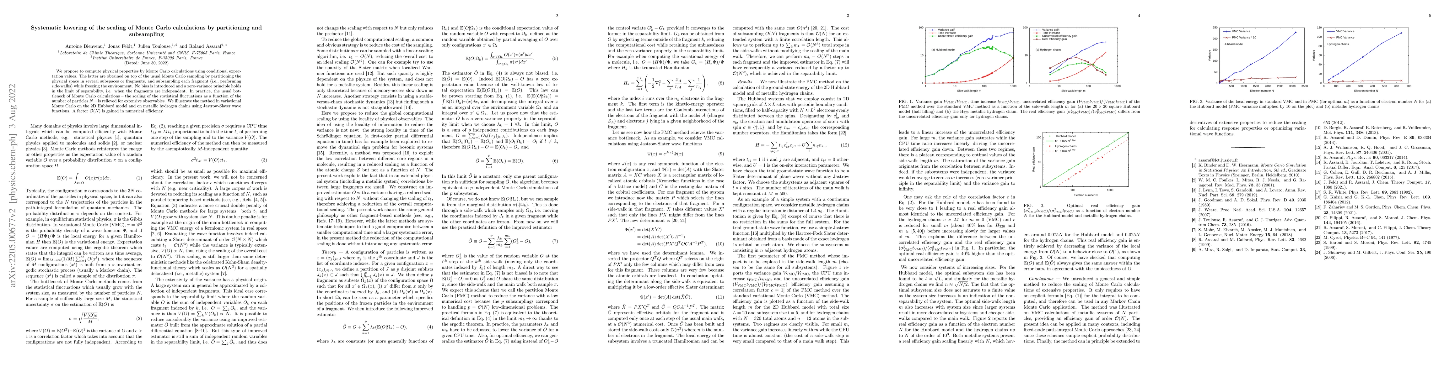 Thumbnail for Systematic lowering of the scaling of Monte Carlo calculations by
  partitioning andsubsampling