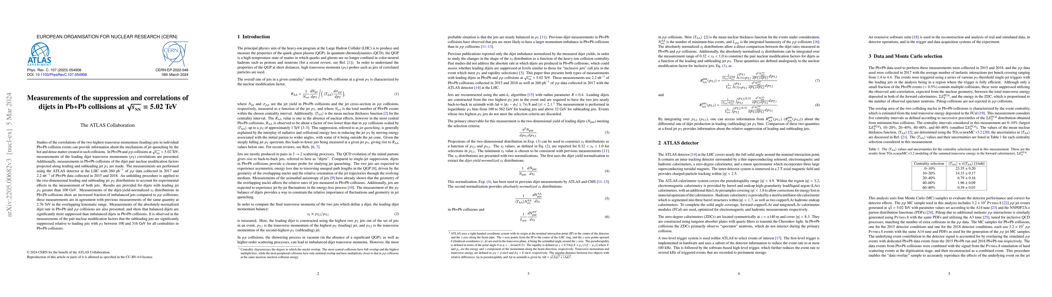 Thumbnail for Measurements of the suppression and correlations of dijets in Pb+Pb
  collisions at $\sqrt{s_{_\text{NN}}}$ = 5.02 TeV