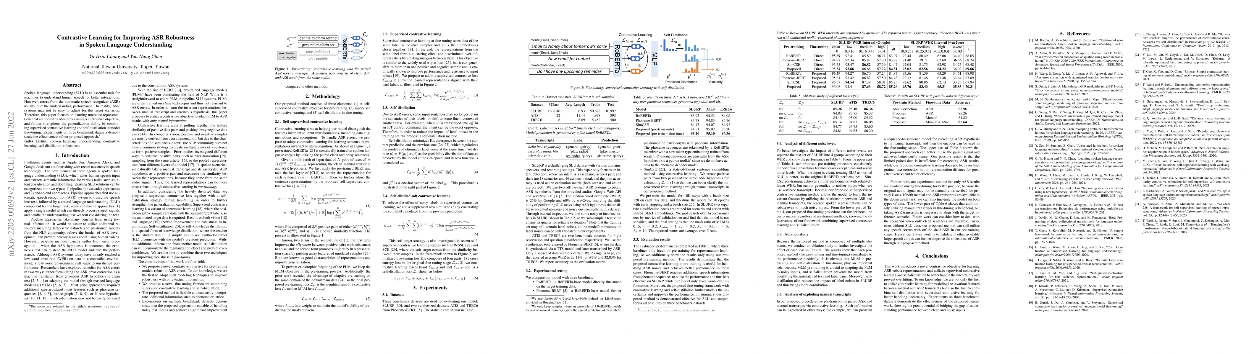 Thumbnail for Contrastive Learning for Improving ASR Robustness in Spoken Language
  Understanding