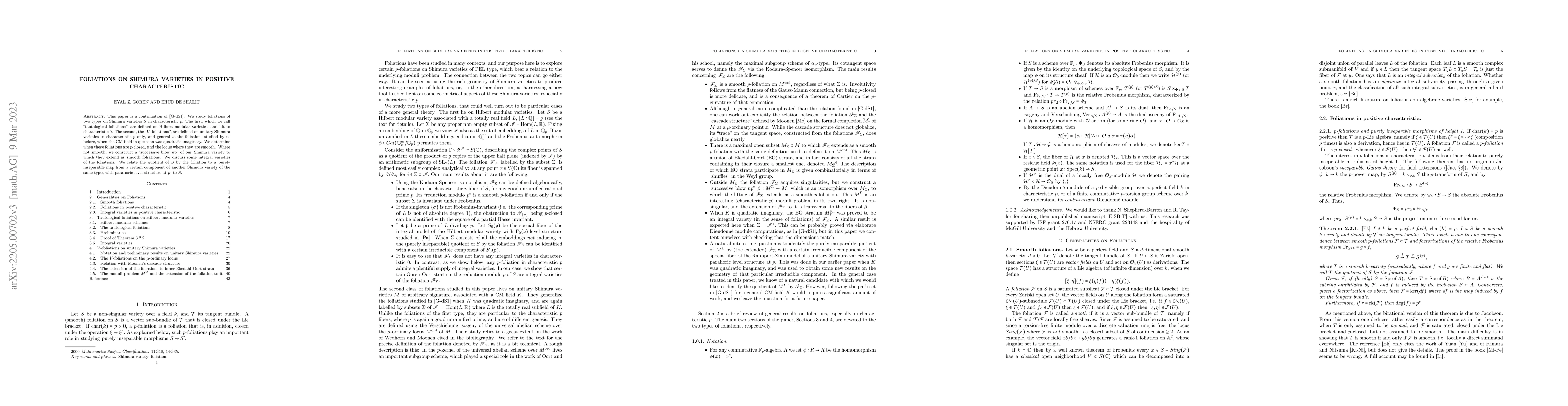 Thumbnail for Foliations on Shimura varieties in positive characteristic