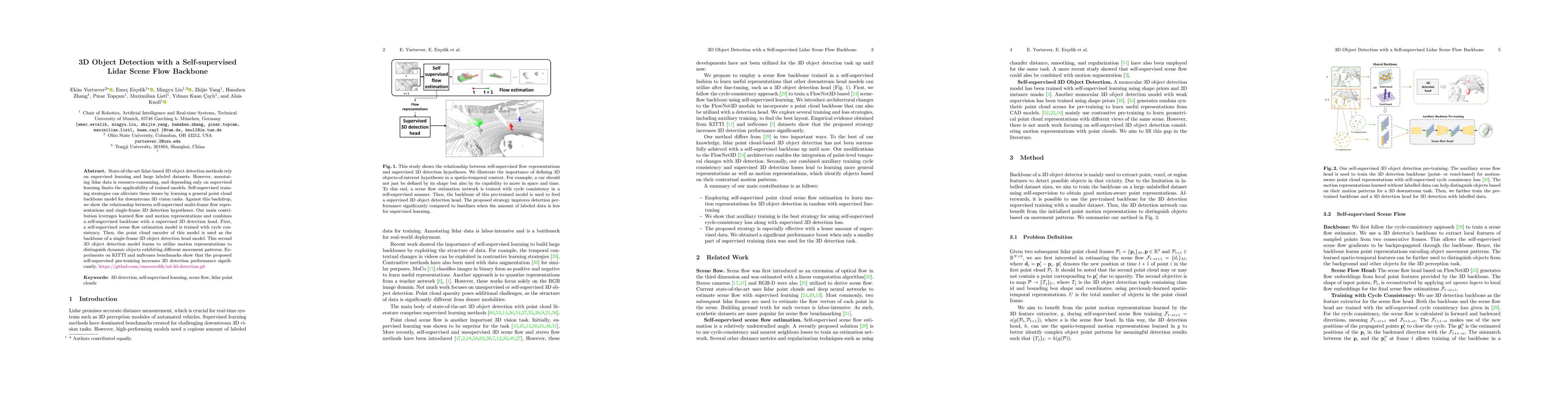 Thumbnail for 3D Object Detection with a Self-supervised Lidar Scene Flow Backbone