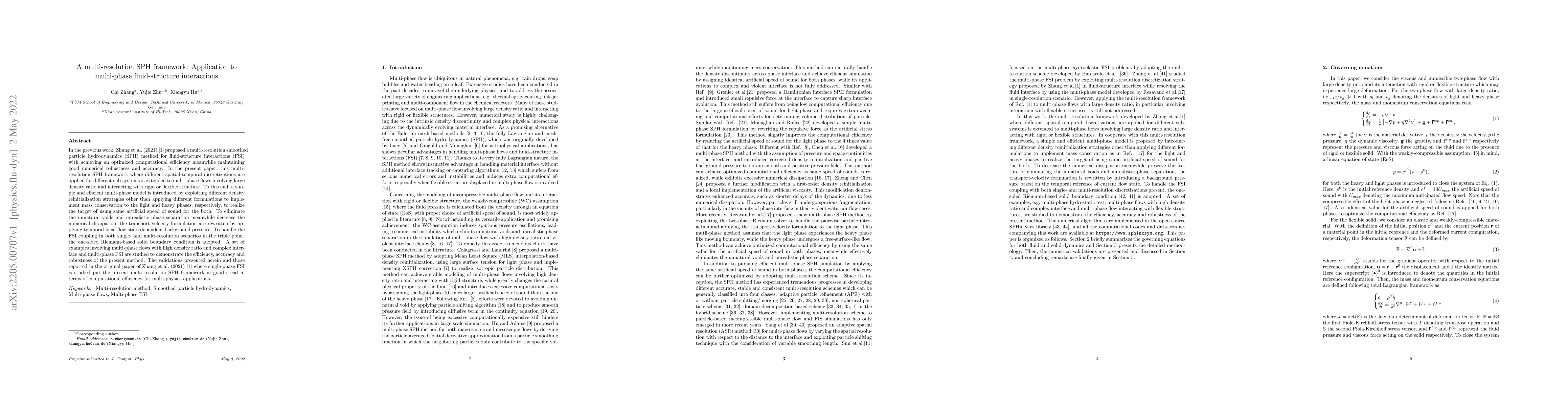 Thumbnail for A multi-resolution SPH framework: Application to multi-phase
  fluid-structure interactions