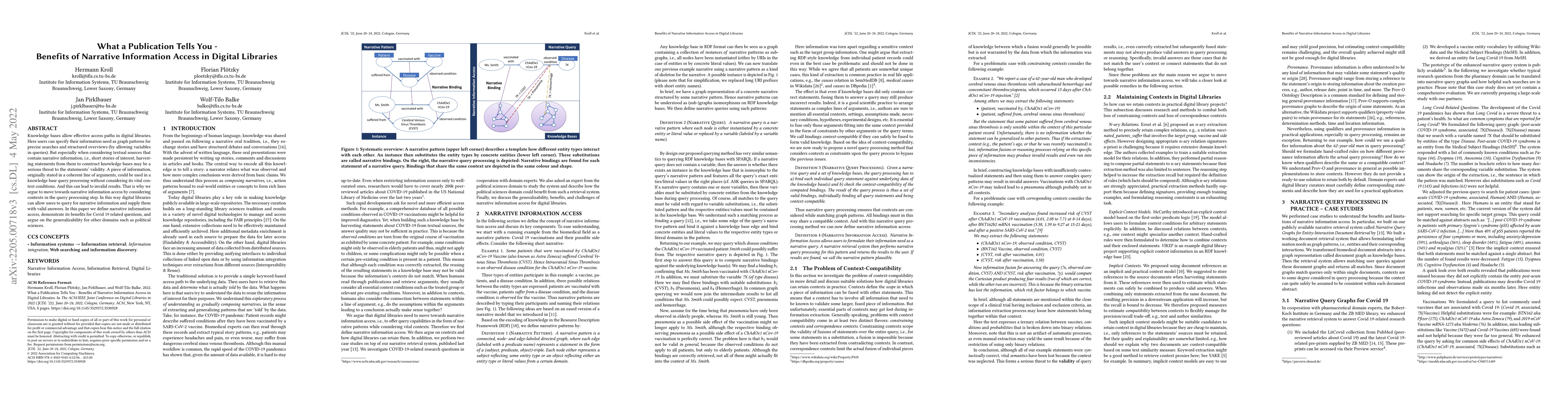 Thumbnail for What a Publication Tells You -- Benefits of Narrative Information Access
  in Digital Libraries