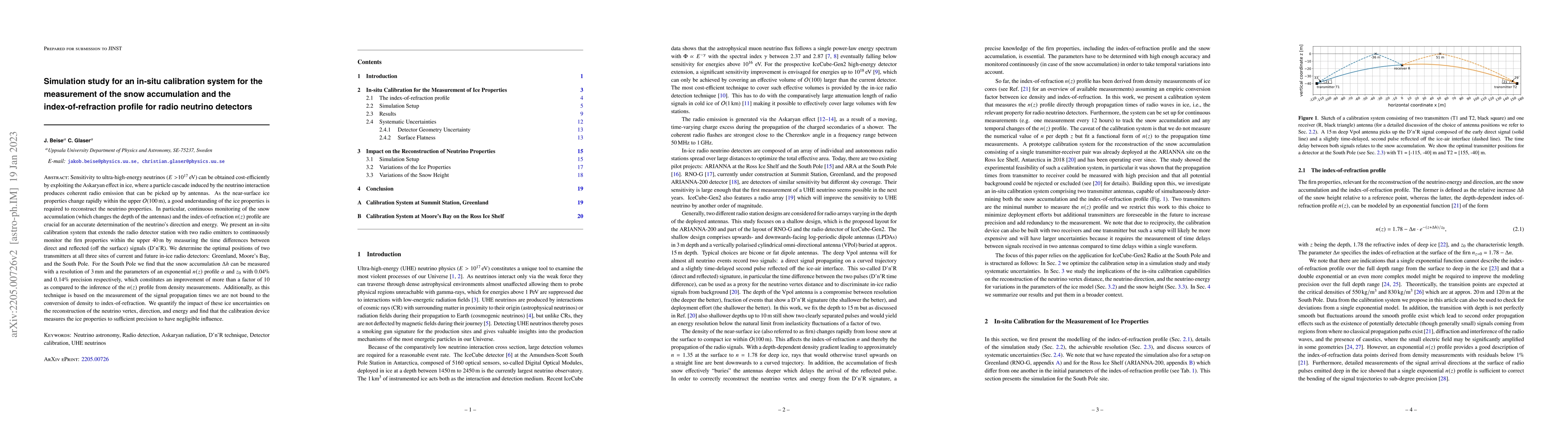 Thumbnail for Simulation study for an in-situ calibration system for the measurement
  of the snow accumulation and the index-of-refraction profile for radio
  neutrino detectors