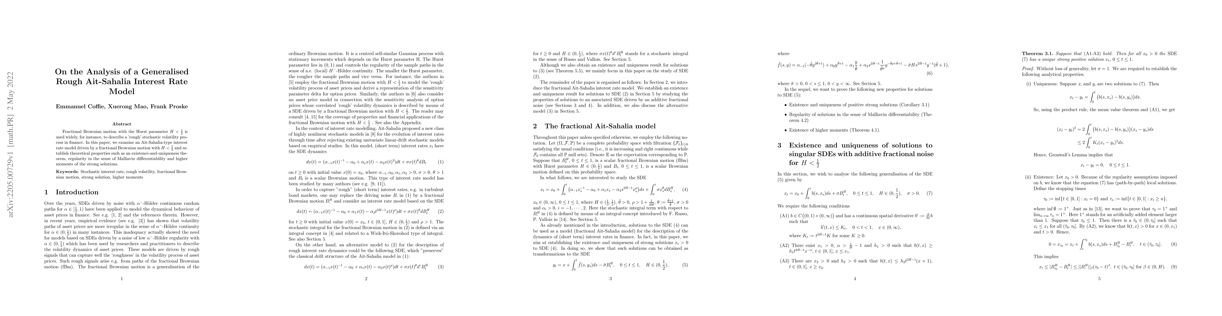 Thumbnail for On the Analysis of a Generalised Rough Ait-Sahalia Interest Rate Model