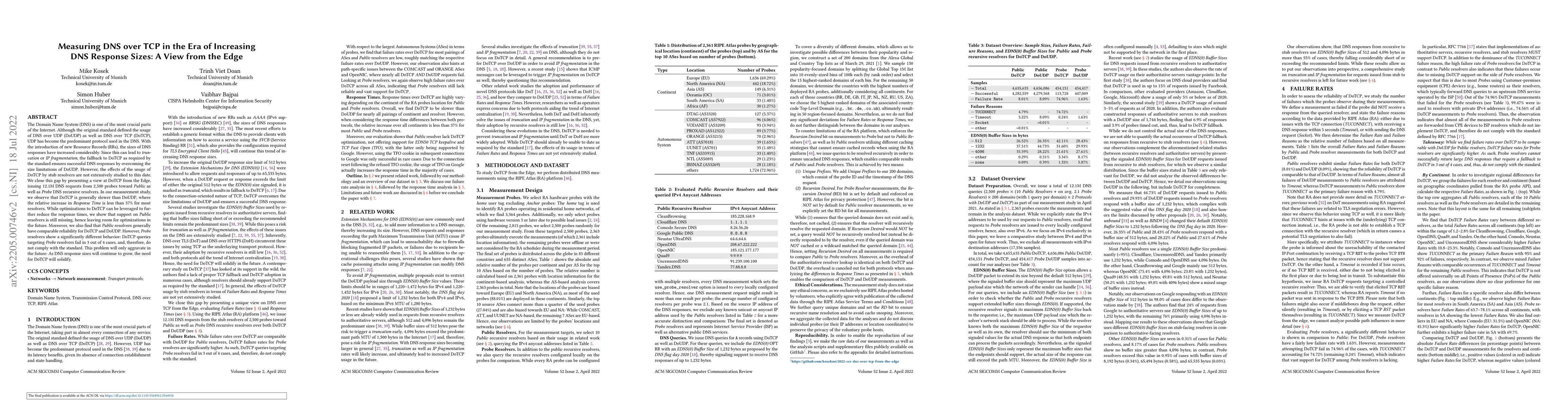 Thumbnail for Measuring DNS over TCP in the Era of Increasing DNS Response Sizes: A
  View from the Edge