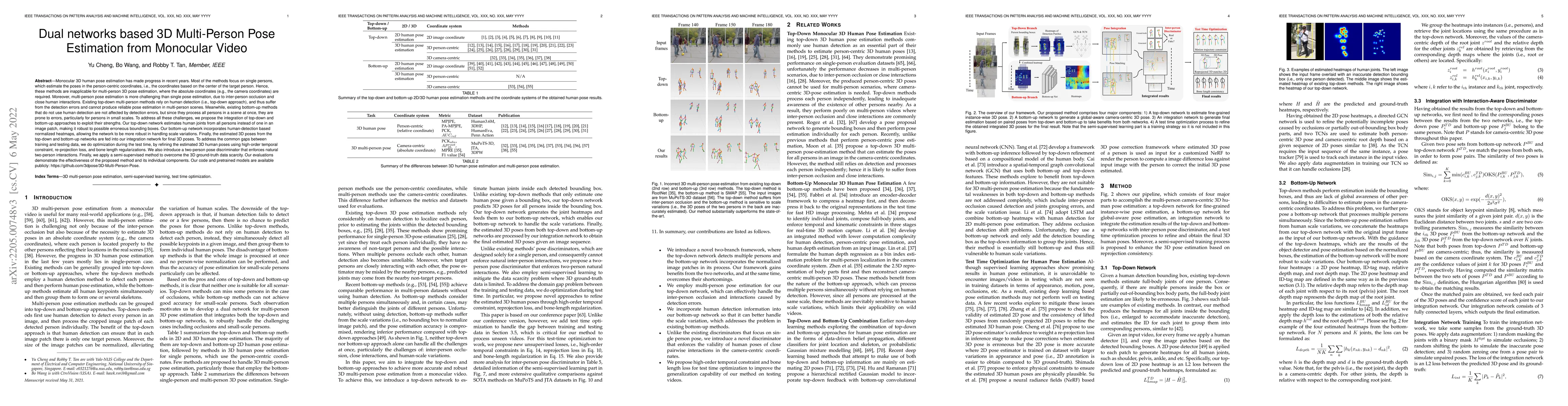 Thumbnail for Dual networks based 3D Multi-Person Pose Estimation from Monocular Video