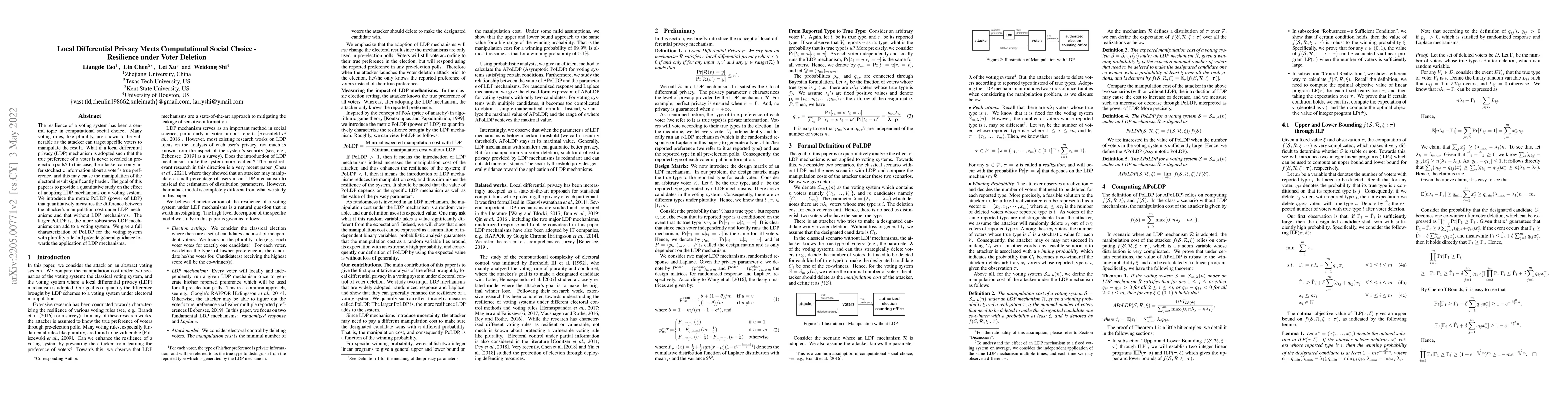 Thumbnail for Local Differential Privacy Meets Computational Social Choice --
  Resilience under Voter Deletion