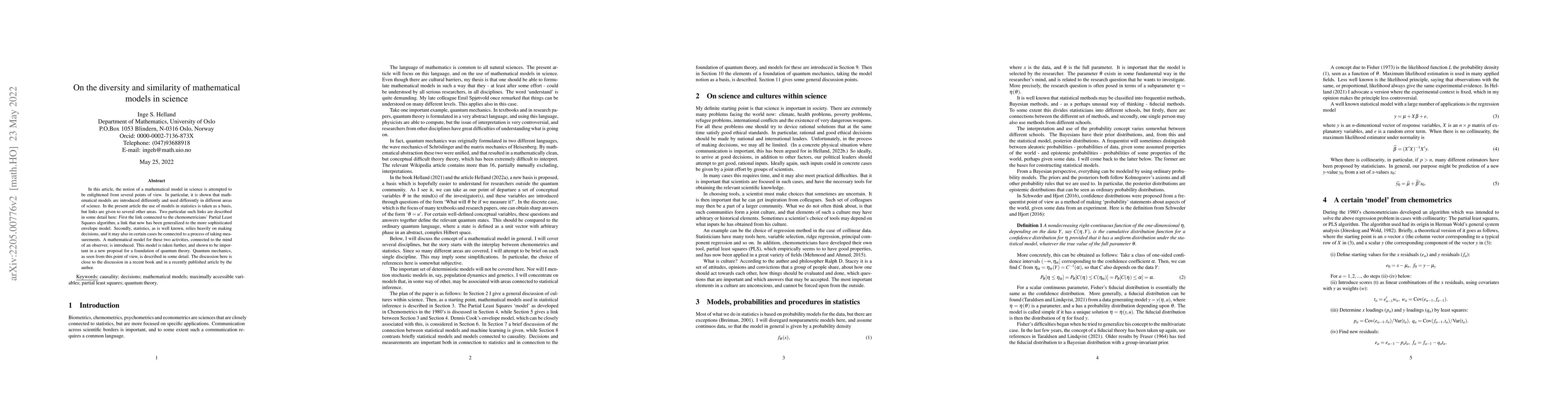 Thumbnail for On the diversity and similarity of mathematical models in science