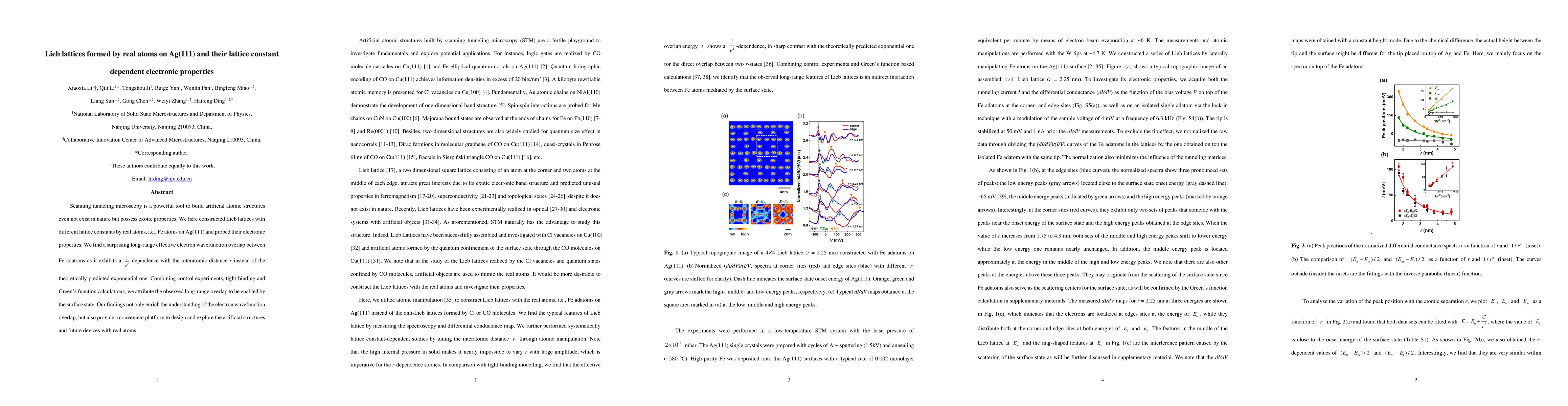 Thumbnail for Lieb lattices formed by real atoms on Ag(111) and their lattice constant
  dependent electronic properties