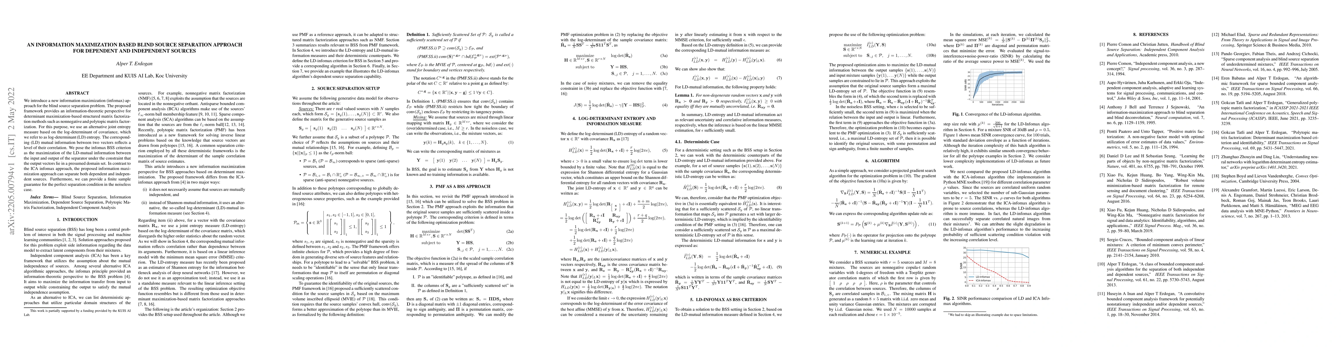 Thumbnail for An Information Maximization Based Blind Source Separation Approach for
  Dependent and Independent Sources