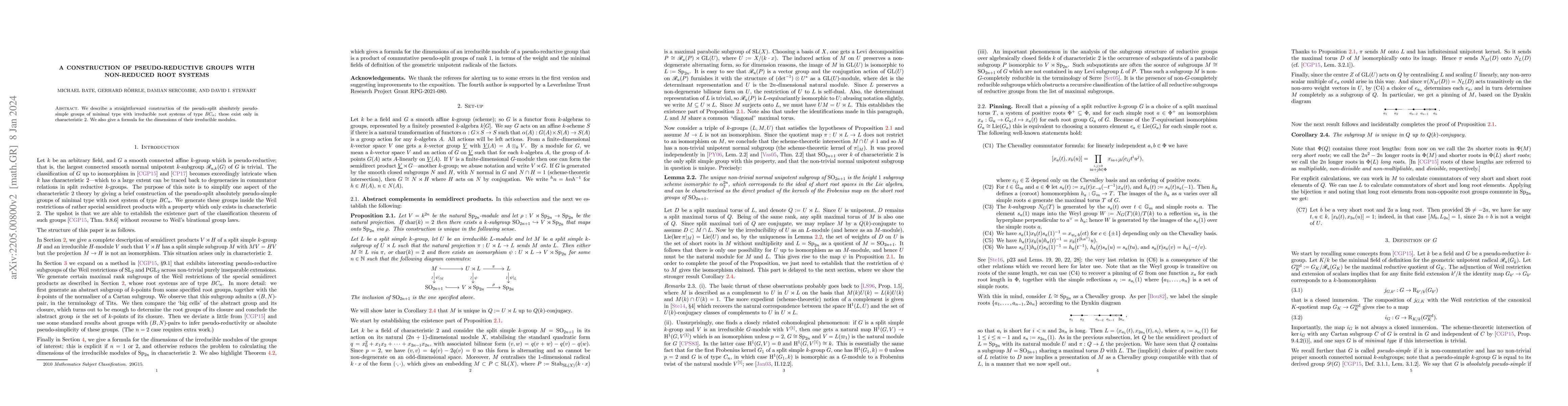 Thumbnail for A construction of pseudo-reductive groups with non-reduced root system
