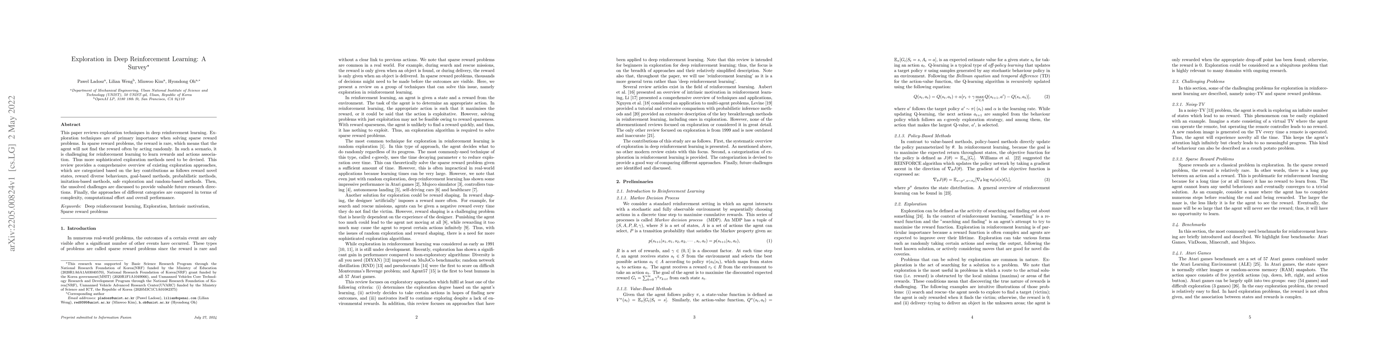 Thumbnail for Exploration in Deep Reinforcement Learning: A Survey